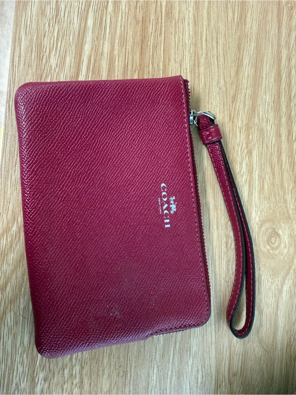 Coach pink Leather Zip Wristlet Pouch
